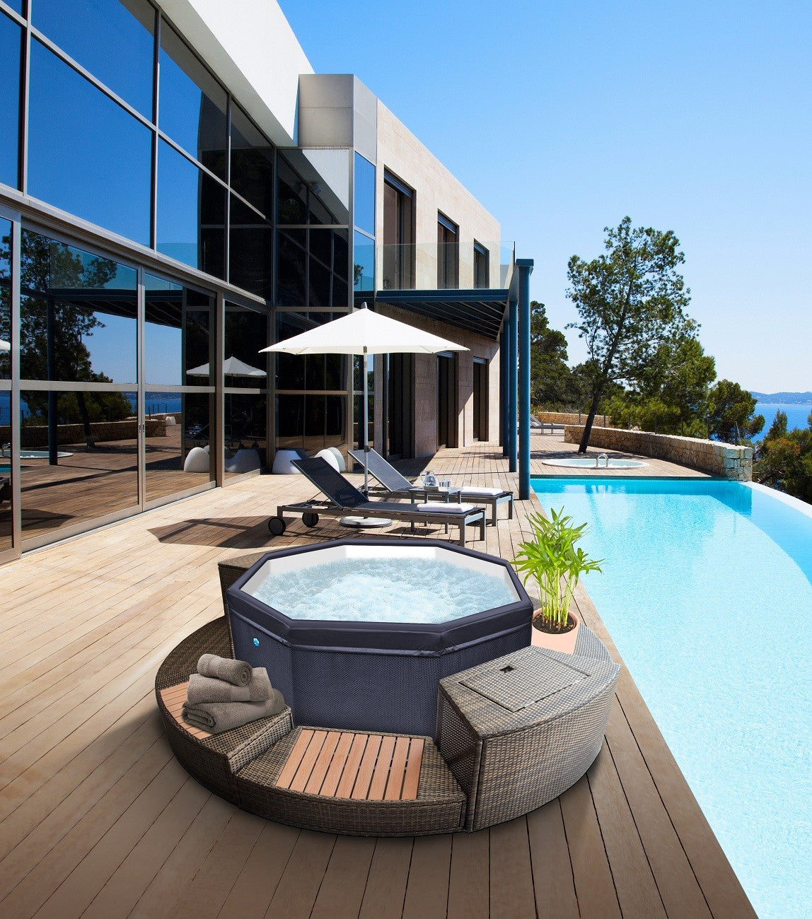 Spa idromassaggio octopus centro benessere 4-6 posti accessori e mobili compresi set da 5 pz