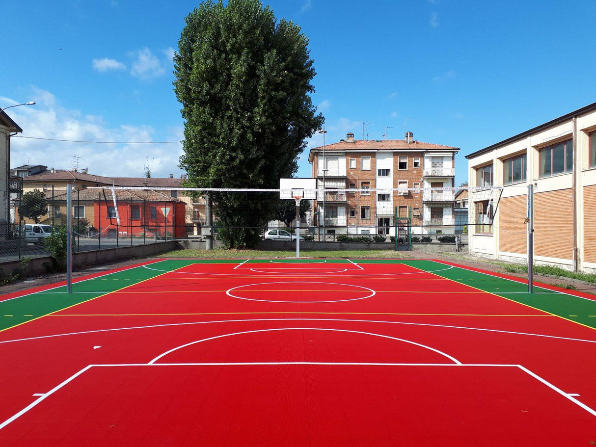 Impianto pallavolo monopalo, in acciaio zincato, palo tondo Ø102mm, certificato UNI-EN 1271. Art 5005