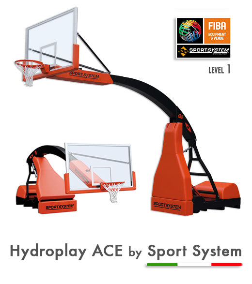 Impianto Hydroplay Official mobile su ruote, sbalzo cm 325, omologato FIBA per competizioni di 1° livello S04106