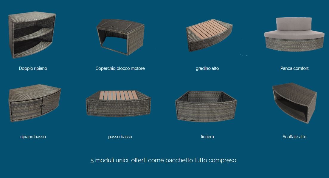 Spa idromassaggio octopus centro benessere 4-6 posti accessori e mobili compresi set da 5 pz