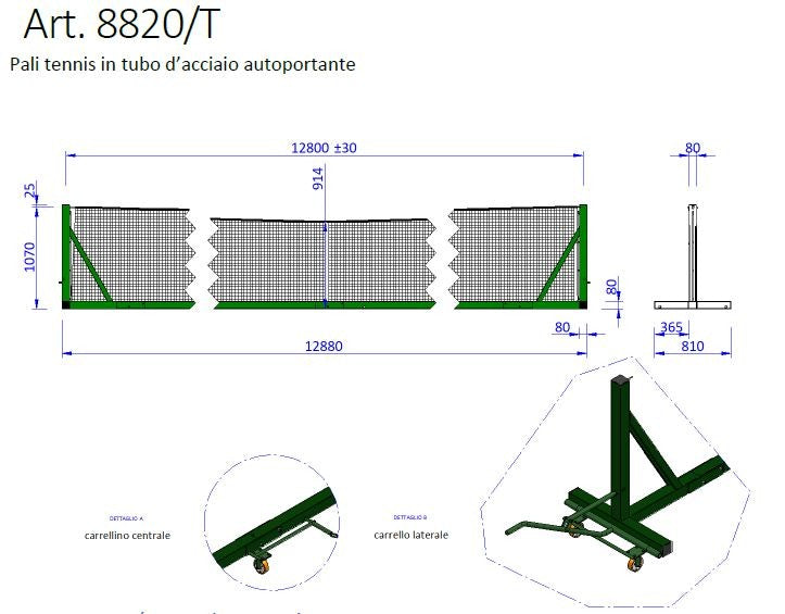 Impianto tennis trasportabile Gamma Art. 8820/T