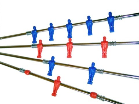 Asta Uscente 5 omini blu Calcio Balilla Garlando mm 16 piedi quadrati
