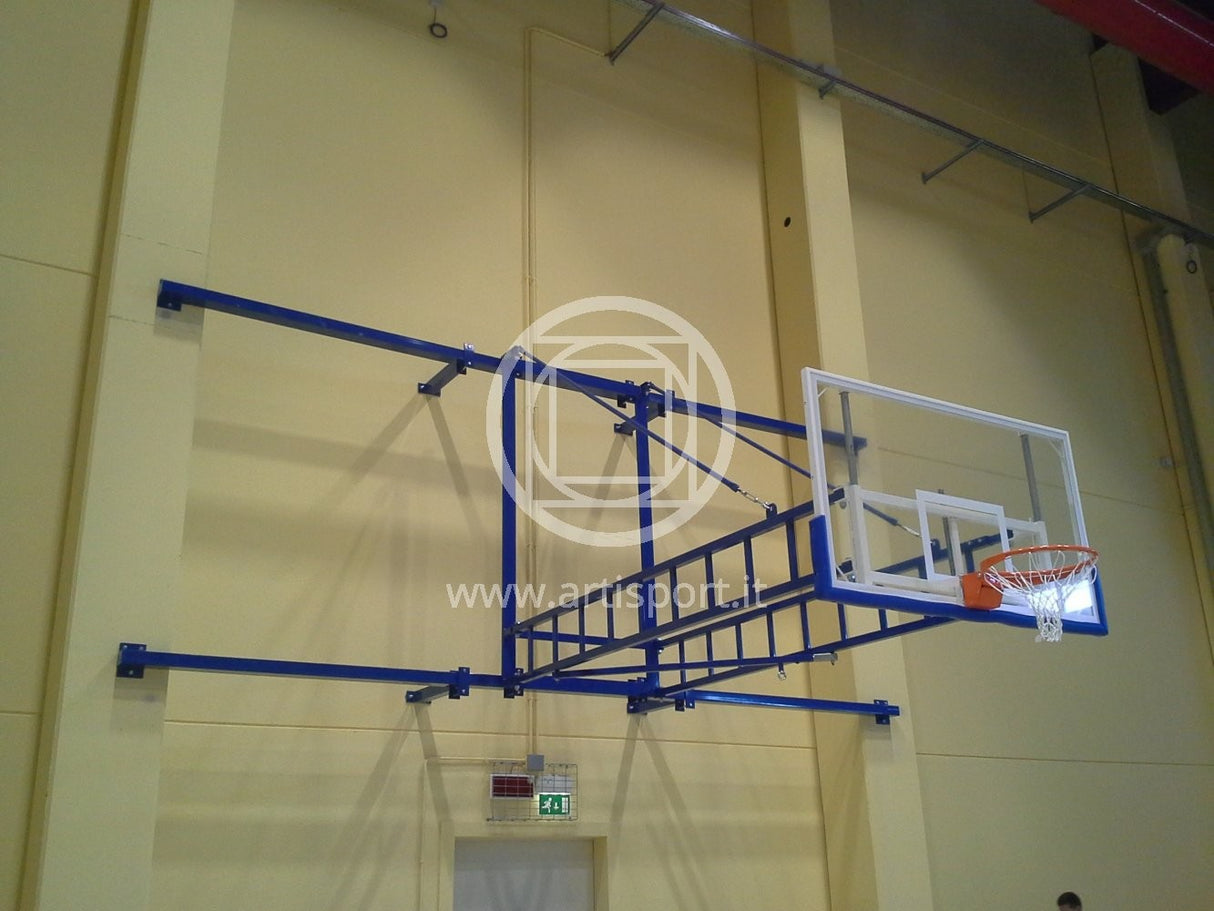 Impianto basket a parete Art. B653 girevole certificato F.I.B.A sbalzo 320 cm