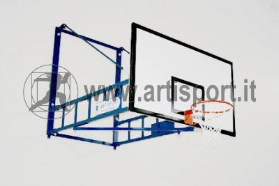 Impianto basket accostabile a parete Art B905 tabelloni  legno Omologato TUV secondo Norma UNI EN 1270 sbalzo 320cm