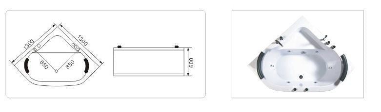 Vasca Idromassaggio Angolare A043 Cm 130x130x60