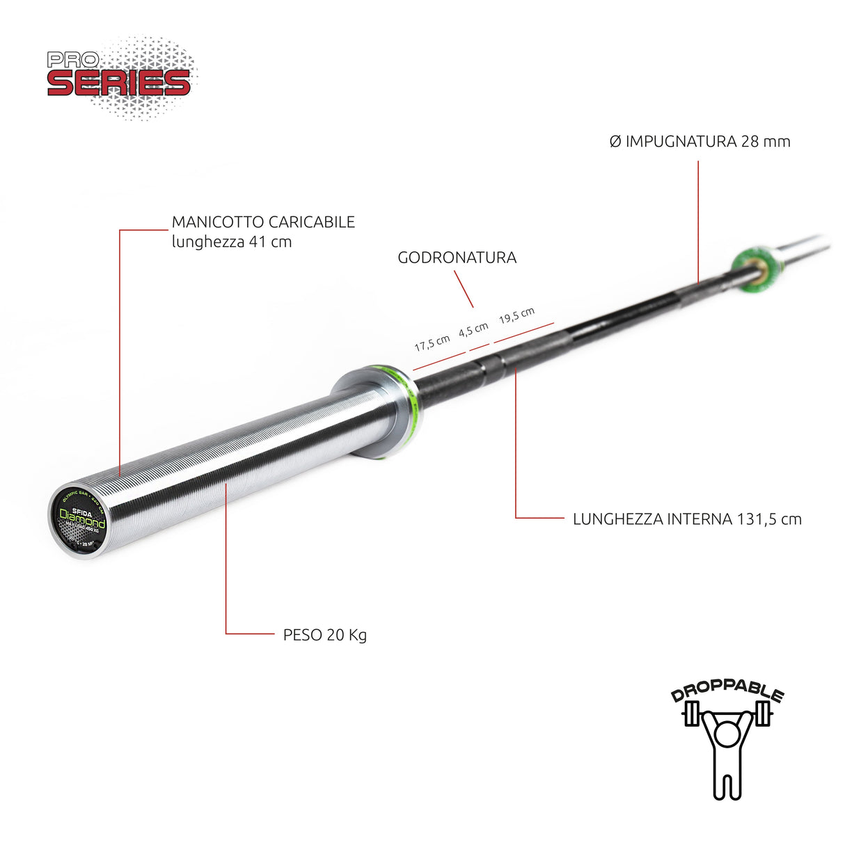 BILANCIERE OLIMPICO SFIDA – 220 CM DIAMOND BOSD220N