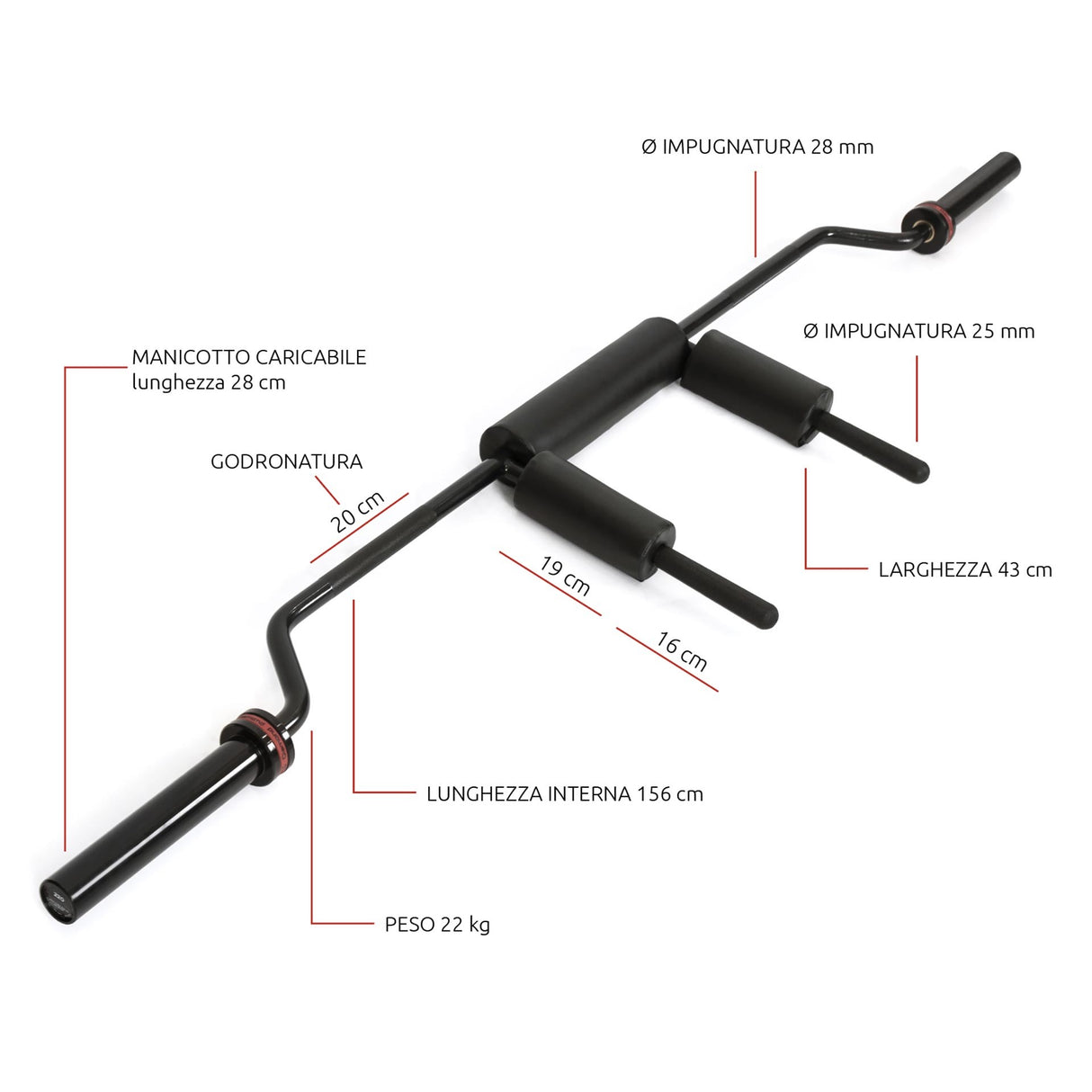 Safety Squat Bar 220 CM DIAMOND Art. SSBD220