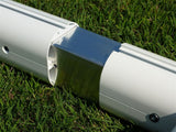 Coppia Porte Calcio 6x2m, mobili, in profilo ovale di alluminio 100x120mm Art. 5912 (anche la base), reggirete a gomito.