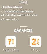 Sauna a vapore Finlandese mod. ZEN - 2 posti Pacchetto completo - Pacchetto completo 3,5kW SN-ZEN2PK