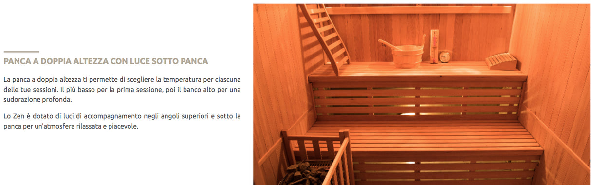 Sauna a vapore Finlandese mod. ZEN - 2 posti Pacchetto completo - Pacchetto completo 3,5kW SN-ZEN2PK