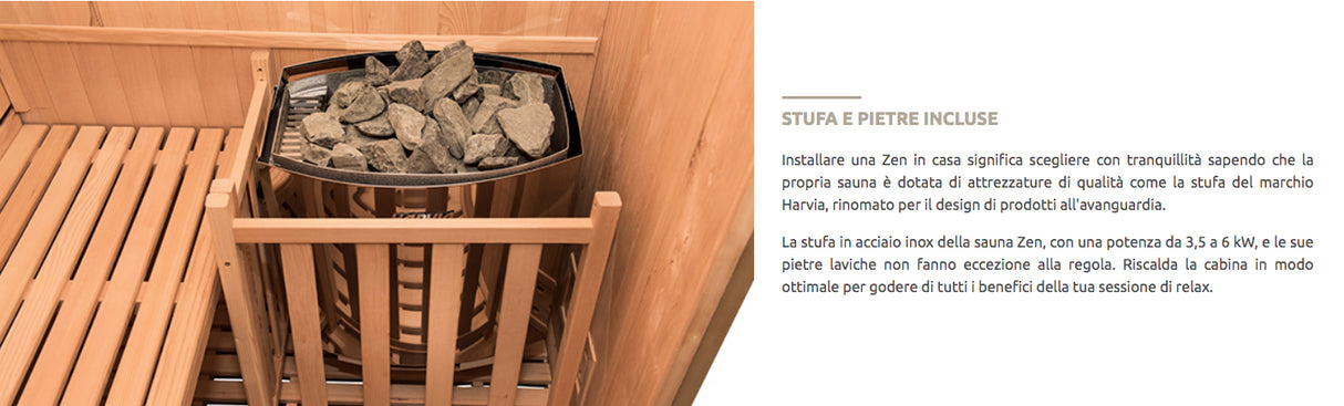 Sauna a vapore Finlandese mod. ZEN - 2 posti Pacchetto completo - Pacchetto completo 3,5kW SN-ZEN2PK