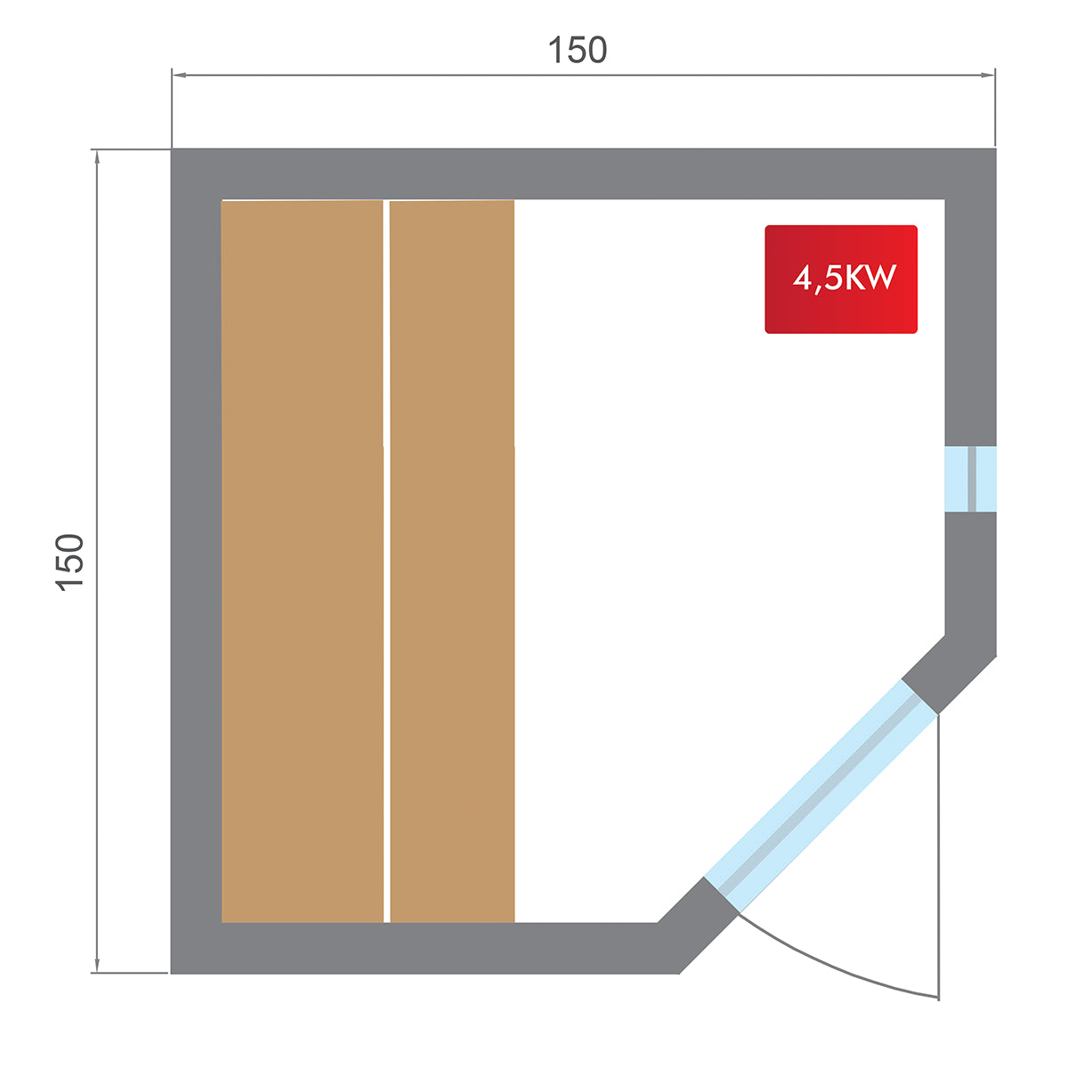 Sauna A Vapore Finlandese tradizionale Zen angolare 3-4 Posti 6.0kW SN-ZEN3CPKUP