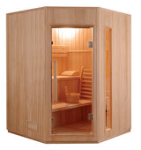 Sauna A Vapore Finlandese tradizionale Zen angolare 3-4 Posti 4.5kW Black Wall SN-ZEN3CPKLX