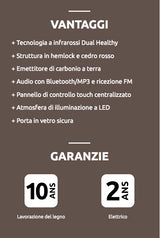 Sauna ibrida combinata da parete Nera da 4,5 kW e pietre incluse Cod. HL-HC04PKLX