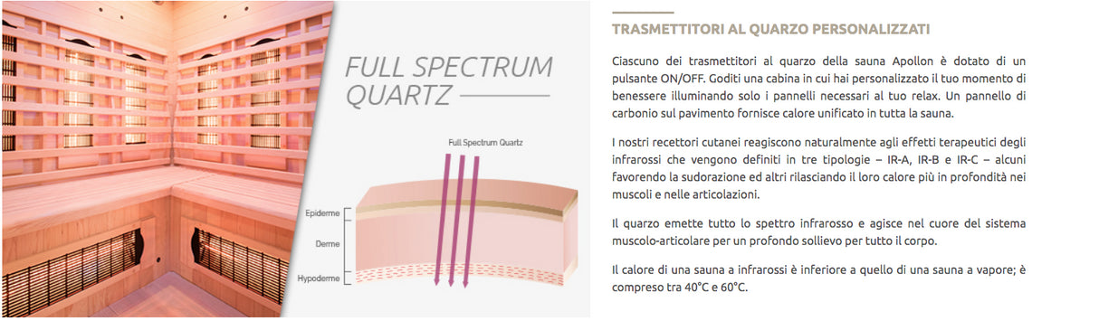 Sauna infrarossi al quarzo Apollon 2-3 posti SN-APOLLON-Q2C