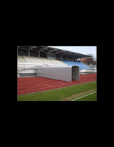 TUNNEL ALLUNGABILE INGR.USCITA SPOGLIATOI C/RUOTE STADIO BOX MISURA MT. 16,48 LARGHEZZA 2 H.2,3 CON RUOTE IN NYLON 6490