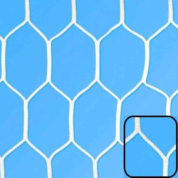 Coppia reti per porta calcio ridotto 4x2m, polipropilene diametro Ø3mm, maglia esagonale, lavorazione senza nodo ART6125