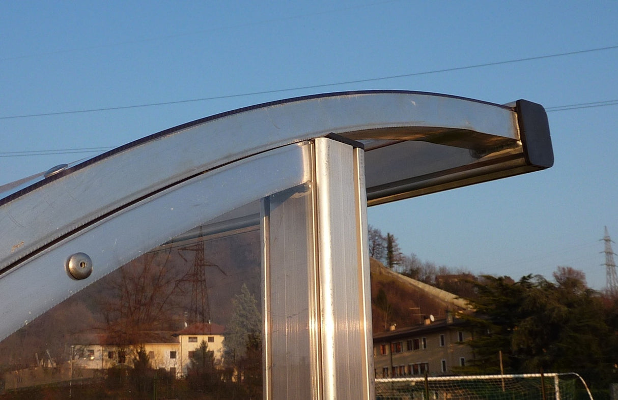 Panchina bordo campo modello "Strong", 2 MT, in alluminio e policarbonato compatto trasparente, posti 4 ART 6214