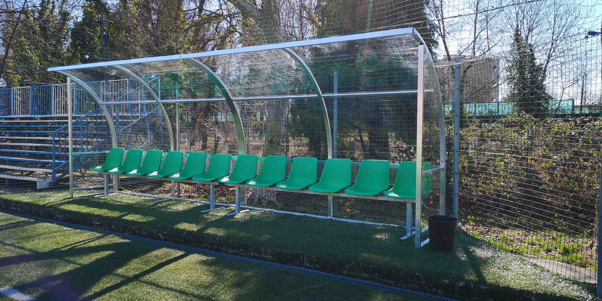 Panchina mod Standard da 1 mt in alluminio copertura in policarbonato trasparente ART.6249