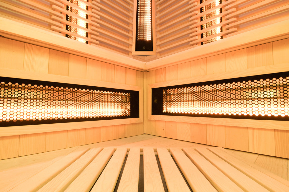 SAUNA A INFRAROSSI PUREWAVE EVO - ABETE CANADESE ANGOLARE 3 POSTI HL-PUR03C