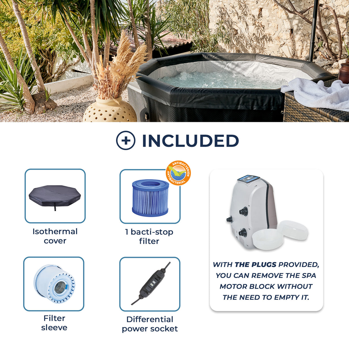 Net Spa Octopus 4-6 posti accessori e mobili compresi set da 5 pz Cod. SP-OCT165/MOB2