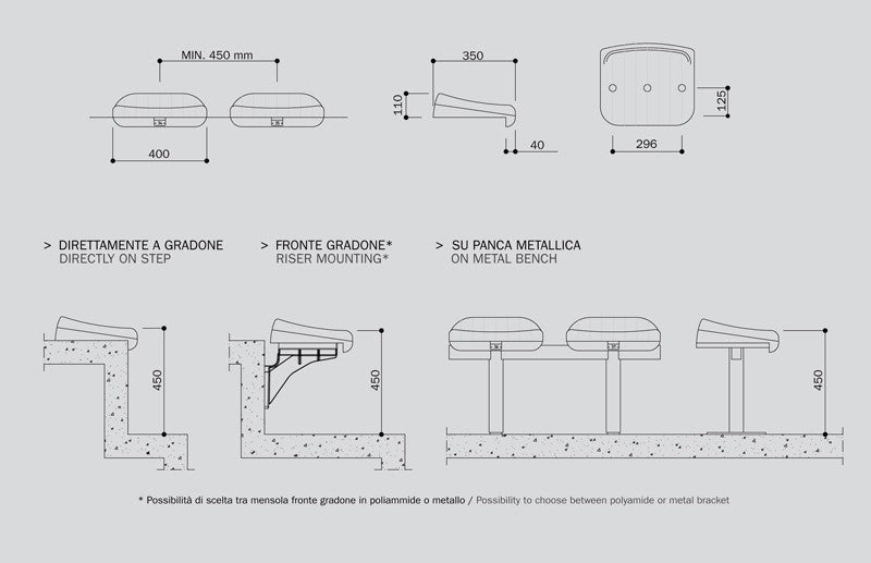 Seduta monoblocco senza schienale Art M90 anti UV+IGNIFUGO ARTICOLO VENDIBILE SOLO SU PREVENTIVO