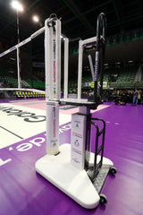 Palchetto telescopico per arbitro di pallavolo, modello GOLD a movimento oleodinamico manuale, con seduta asportabile e ruote, realizzato in acciaio verniciato ART 5451