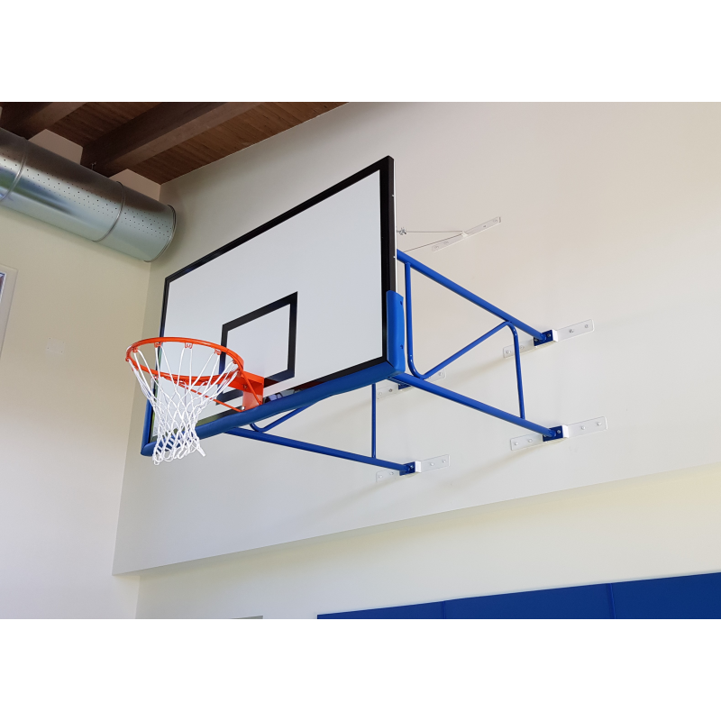 Impianto basket a parete fisso sbalzo cm.320 Art. B657-1  con Tabelloni Legno a richiesta Plexyglass
