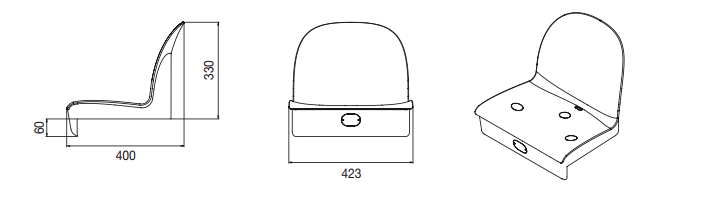 Sedile seduta a scocca modello KUM anti UV + Ignifugo BERIC in PA