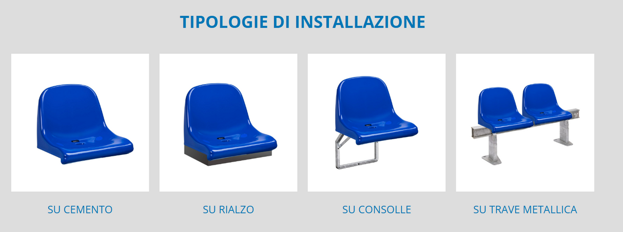 Seduta da stadio e tribuna monoblocco senza schienale Mod. Francoforte