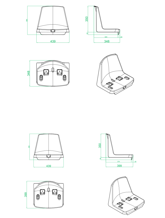 Seduta da stadio e tribuna monoblocco senza schienale Mod. Standard
