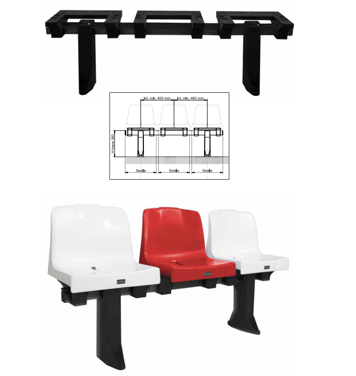 Seduta a scocca monoblocco per impianti sportivi e stadio M2025 versione anti UV (non Ignifugo)