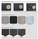 Eco-Floor gym COLOR Pavimentazioni antiscivolo e ammortizzanti Piastrella o rotolo monostrato in agglomerato di gomma sbr con granuli epdm colorati, altissima densità e granulometria ultrafine