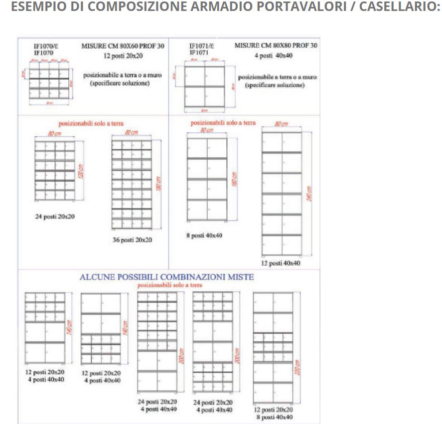 Armadio Casellario Portavalori Componibile 12 posti E Sovrapponibili COD: IF1070/E