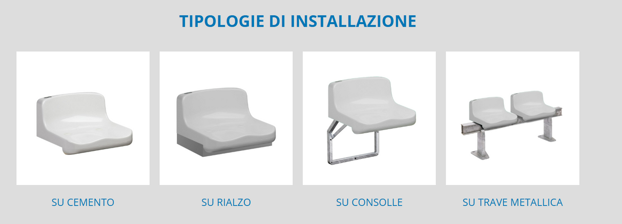 Seduta da stadio e tribuna monoblocco senza schienale Mod. Torino