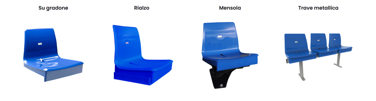 Seduta sedile stadio scocca per impianti sportivi mod. M2011 Small misura da 40cm