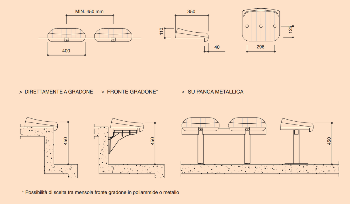 Seduta monoblocco senza schienale Art M90 anti-UV ( Non Ignifugo)