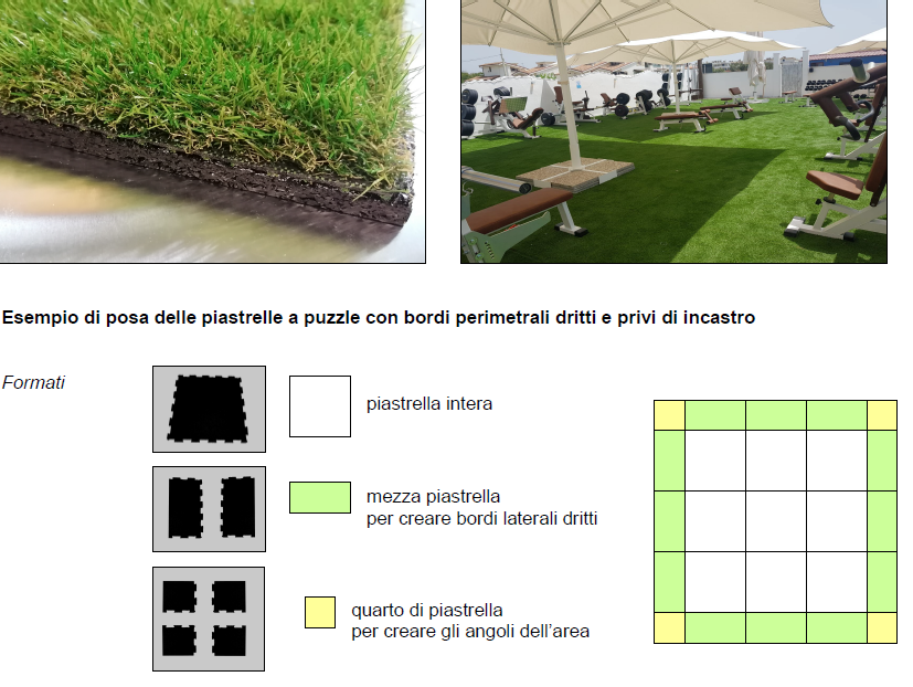 Eco-Floor gym OUTDOOR Pavimentazioni antiscivolo e ammortizzanti Con finitura in erba Costo al pezzo