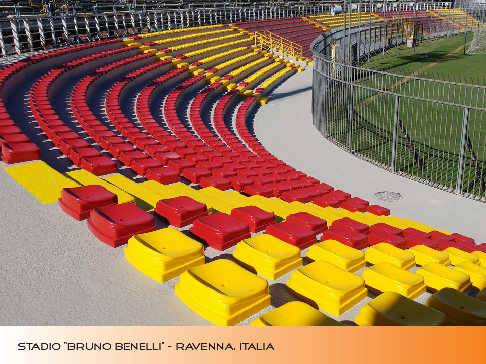 Scocca senza schienale per tribuna Art. C3 (modello M90) seduta monoblocco IGNIFUGA