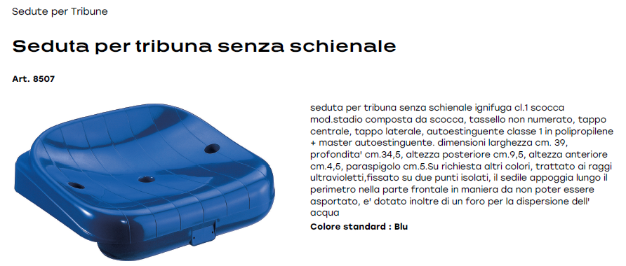 seduta a scocca senza schienale per tribuna Art. 8507 viv (modello M90) anti UV