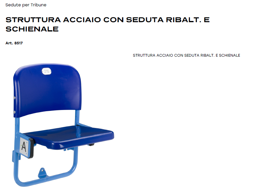 Seduta a scocca ribaltabile per tribuna Art. 8517 viv anti UV