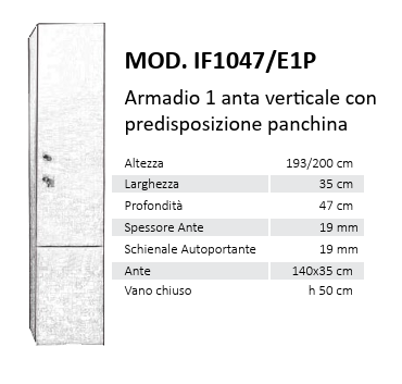 Armadietto spogliatoio 2 Ante Vari colori e modelli disponibili ( con predisposizione per panchine)  ed a 1 Anta Verticale