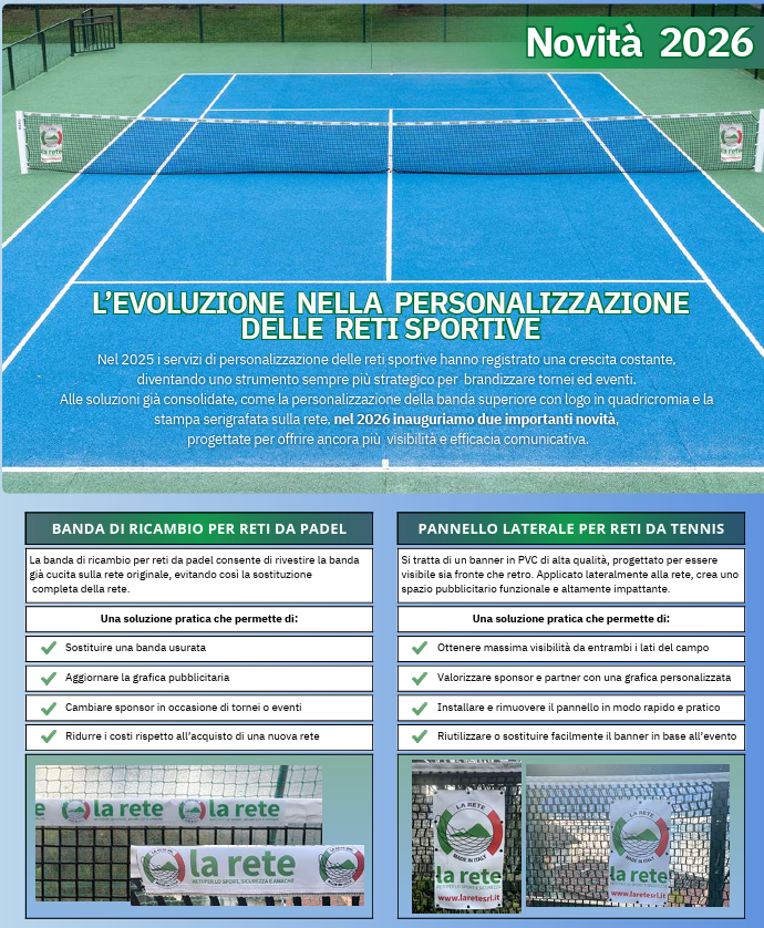 Rete Padel Regolamentare a Maglia QUADRA 45x3mm 	Polipropilene H.T. Art. T043