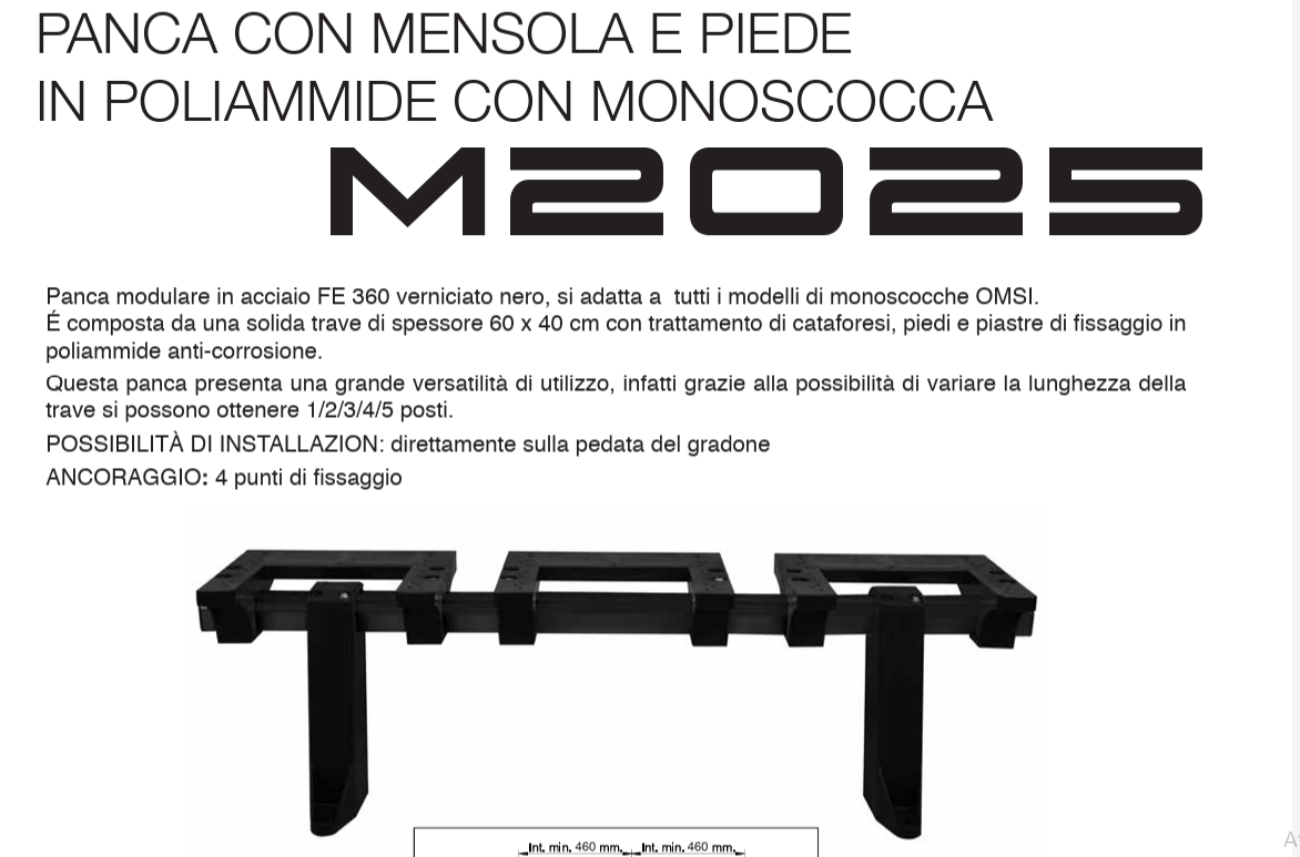 M2025 – Seduta monoblocco per impianti sportivi (Anche Versione Ignifuga)
