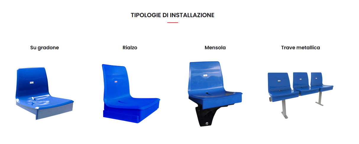 Seduta sedile stadio scocca per impianti sportivi mod. M2011 Small misura da 40cm
