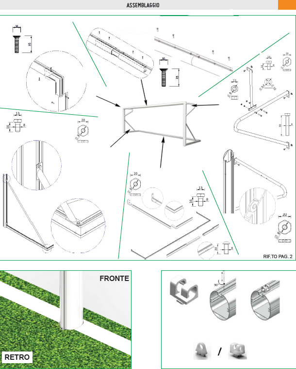 Coppia porte calcio a 7 in alluminio dimensioni cm 600x200 Art. S04310