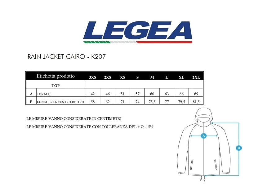RAIN JACKET K-WAY CAIRO LEGEA COLORI FLUO A SCELTA