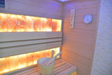 Sauna finlandese N02TDS haloterapia (terapia del sale) e parete posteriore interamente rivestita con mattoni di sale rosa naturale