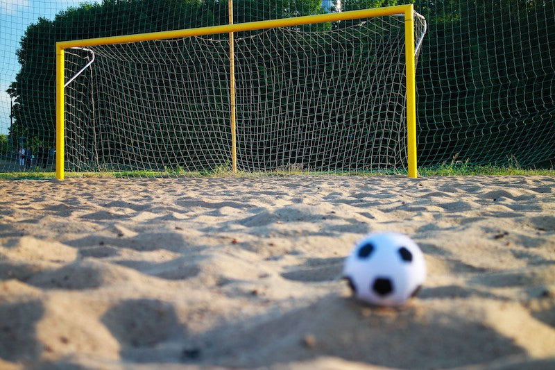 Coppia porte da beach soccer in lega leggera di alluminio, trasportabili e smontabili Art. P222