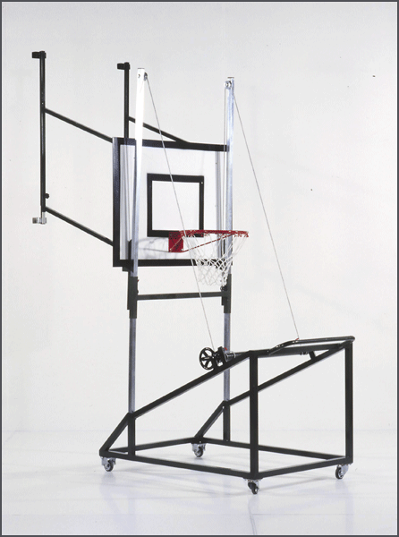 Carrello in acciaio verniciato, mobile su ruote, per sollevamento strutture minibasket agganciabili S04161 Art. S04162